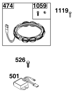 Alternator Group Diagram and Parts List for 44J677-0015-G1  Briggs and Stratton Engine